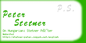 peter stetner business card